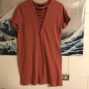 F21 Lace Up T-Shirt Dress